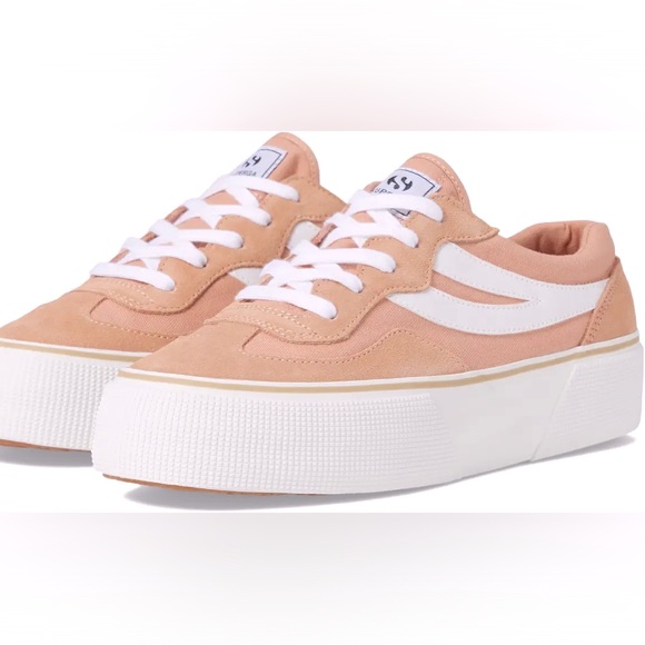 NWIB Superga 3041 Revolley color block platform sneaker Dusty Rose/White‎ sz 9.5 - Picture 1 of 5